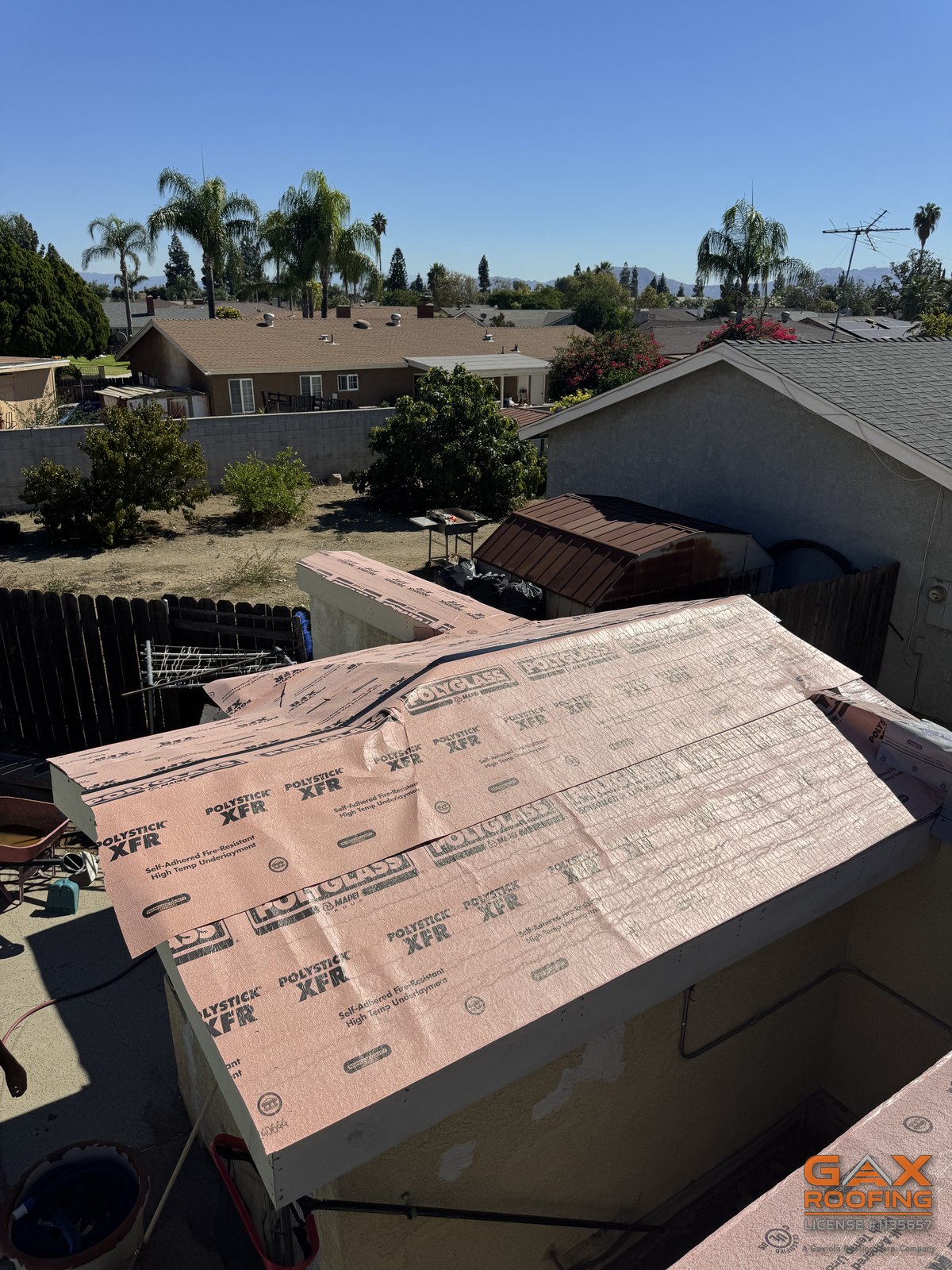 Drone view of a completed GAX Roofing shingle replacement