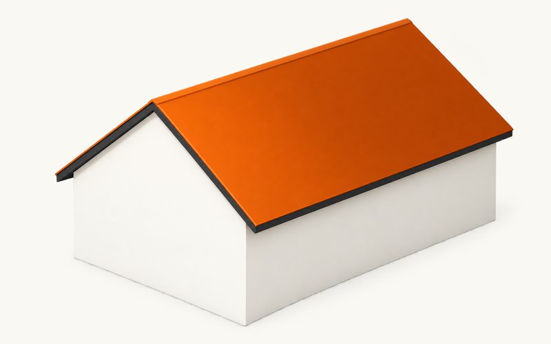 Orange gable roof with a triangular end.