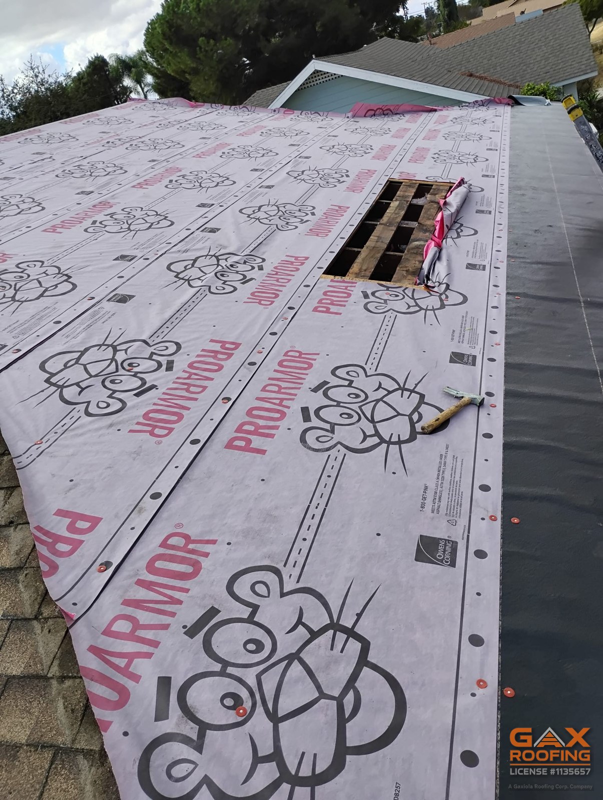 Owens Corning ProArmor synthetic underlayment installed on an Upland roof