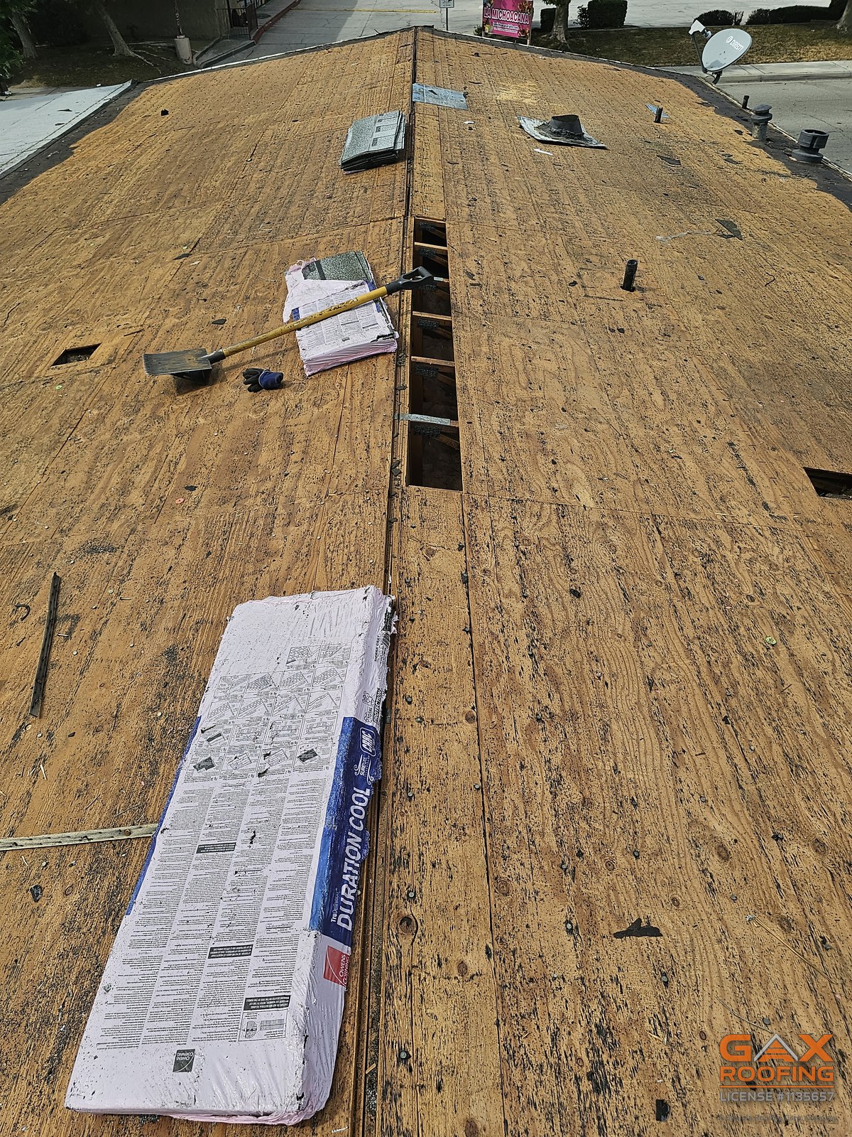 Tear off down to the deck on a Covina, California roof replacement