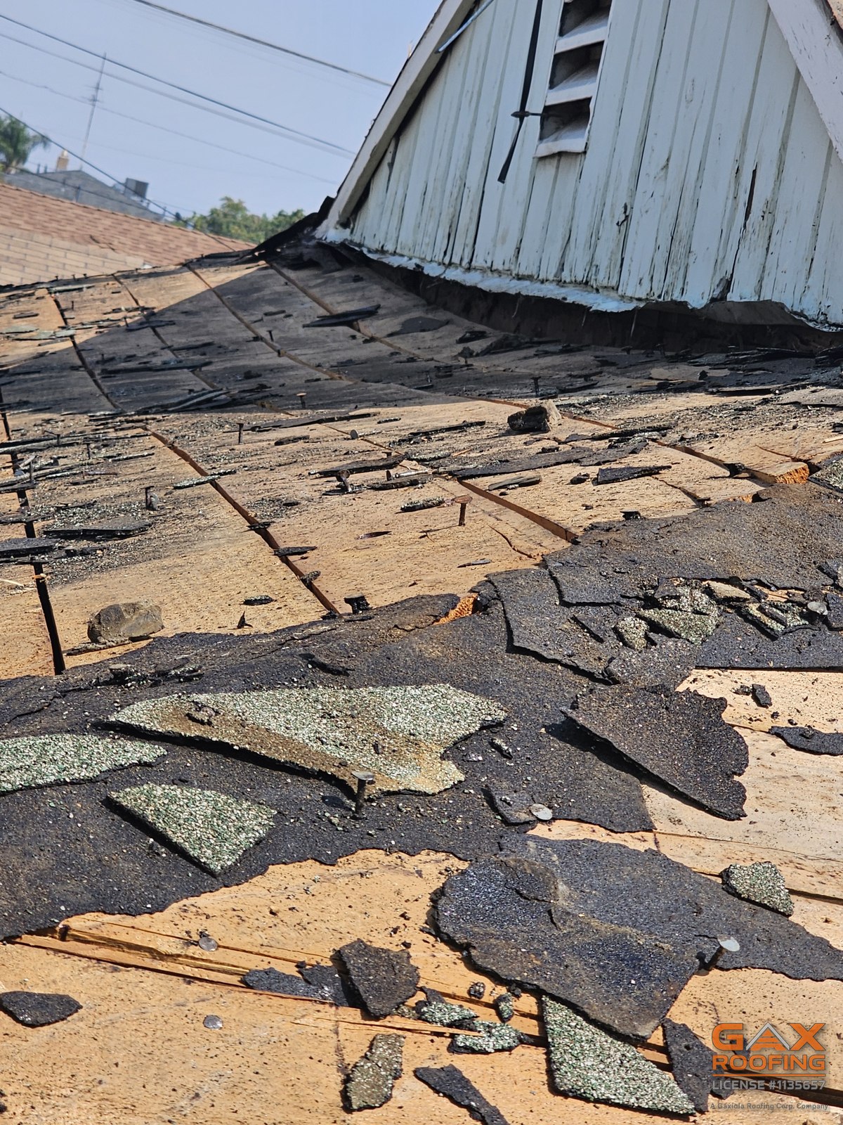 Stripped roof deck in San Antonio Heights, California