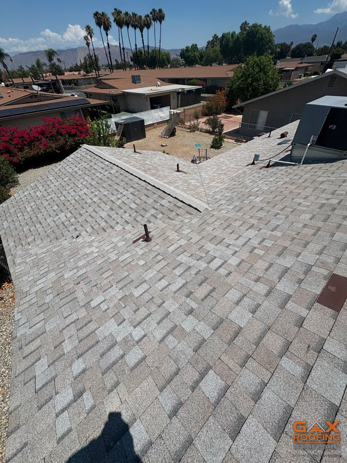 Owens Corning ProArmor synthetic underlayment installed during a shingle replacement in Hemet, CA