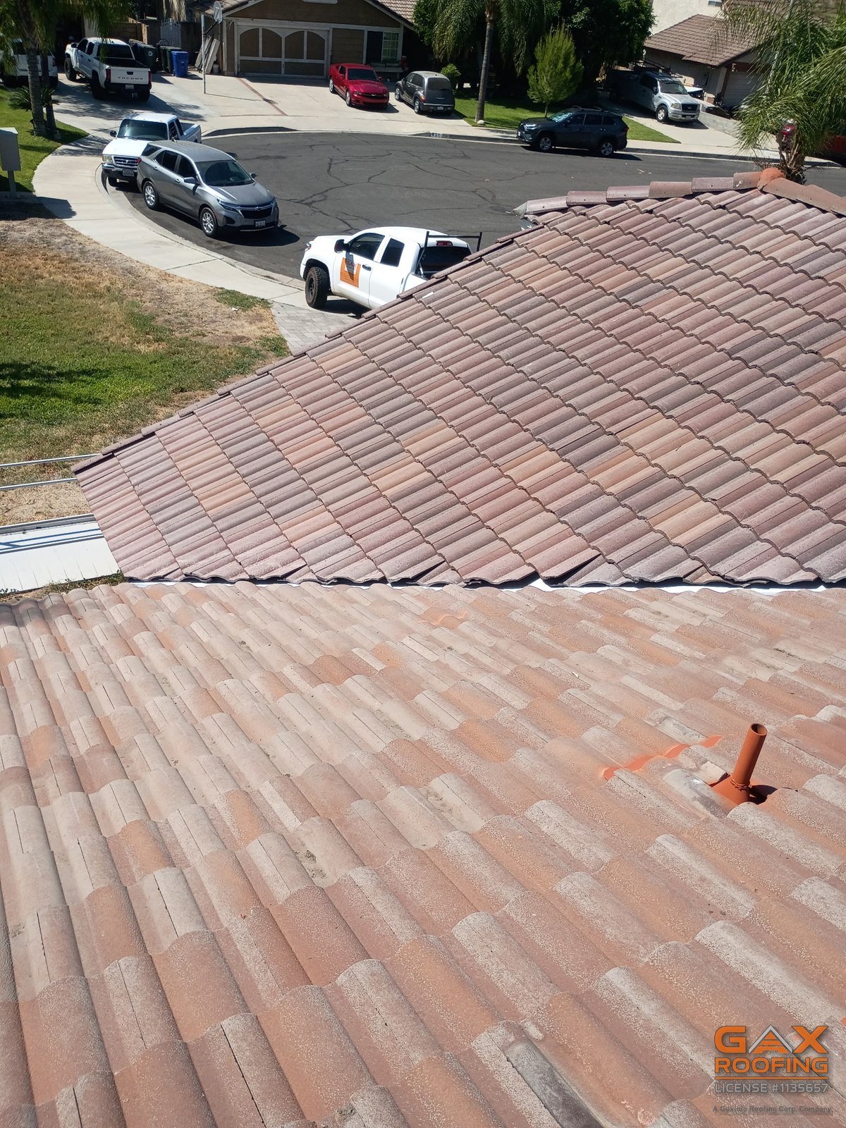 Completed tile roof in Norco, CA after a GAX Roofing lift and relay