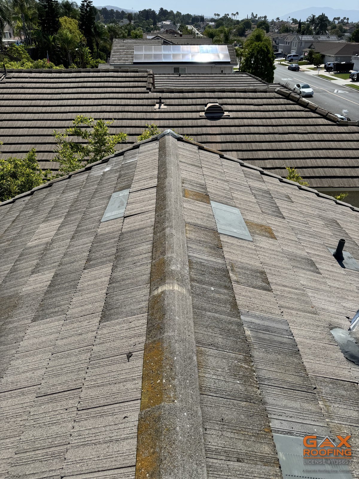 Tile field during a lift and relay by GAX Roofing