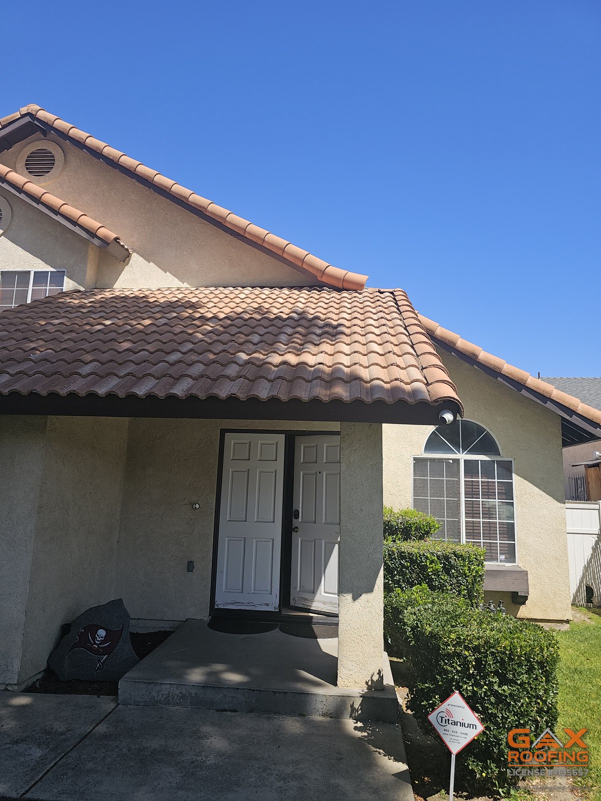 Tile roof home in Irvine, California where GAX repaired slipping rake tiles