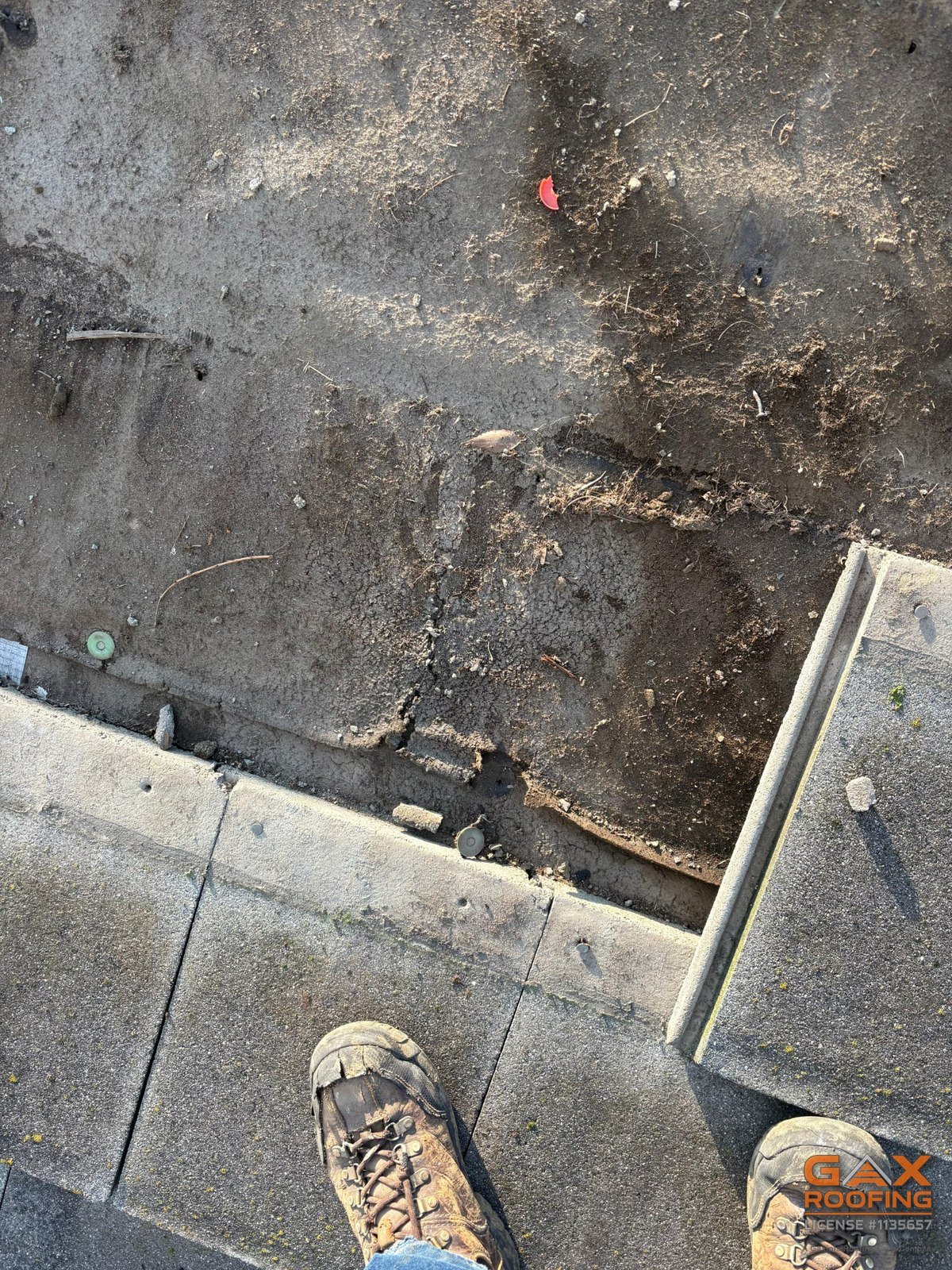 Failed underlayment exposed after lifting tile at a leak repair in Corona, CA